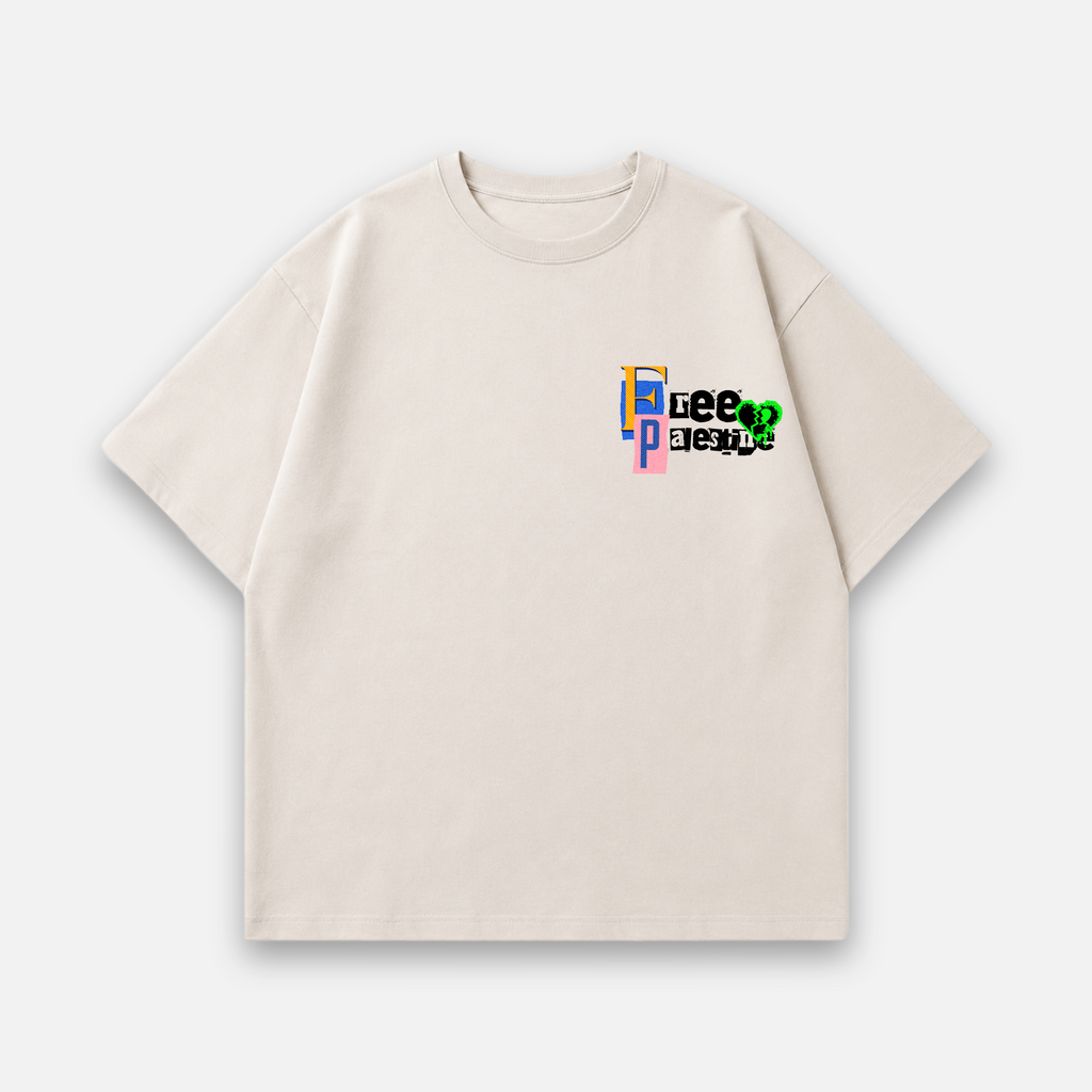 Free Palestine Heart Oversized Baumwolle T Shirt