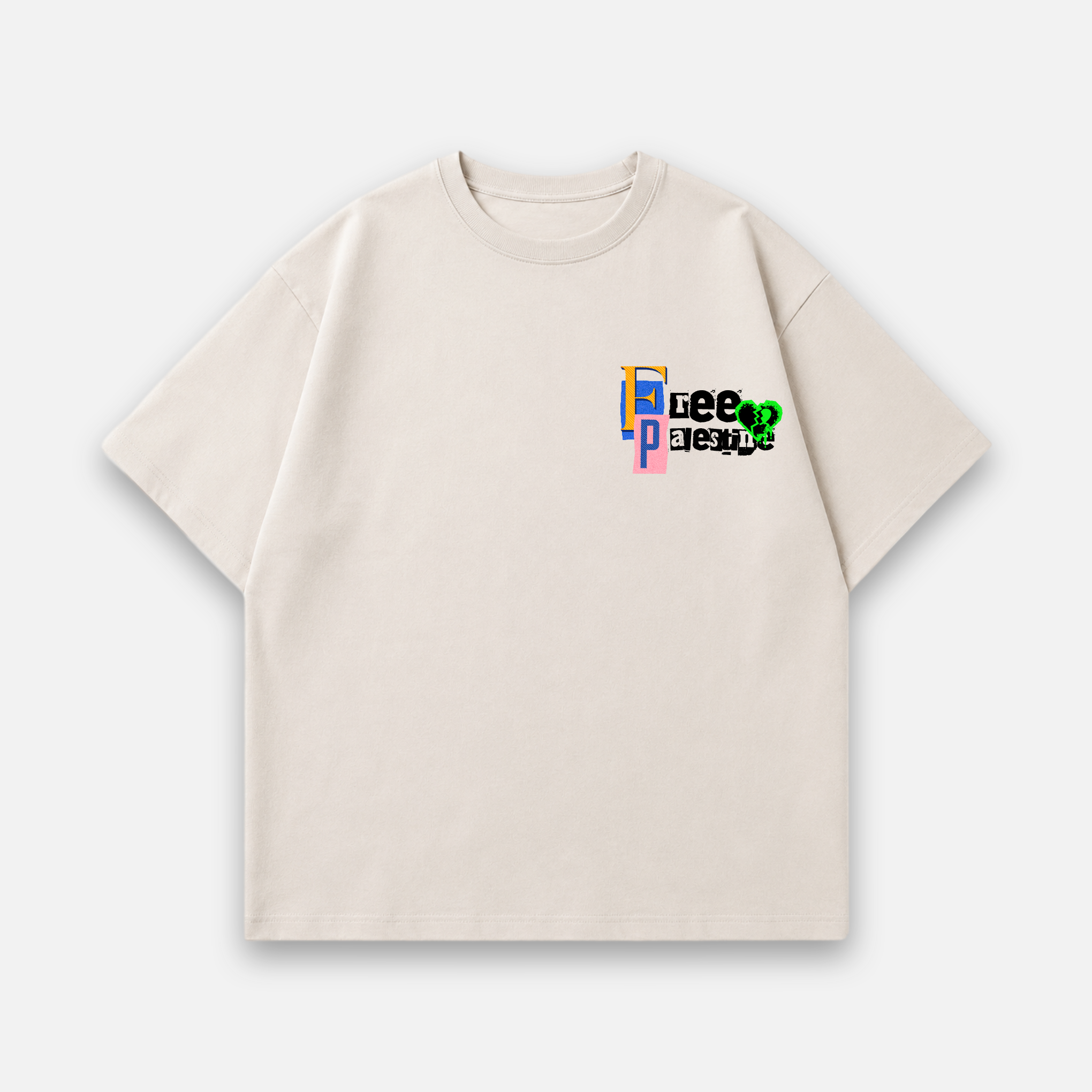 Free Palestine Heart Oversized Baumwolle T Shirt
