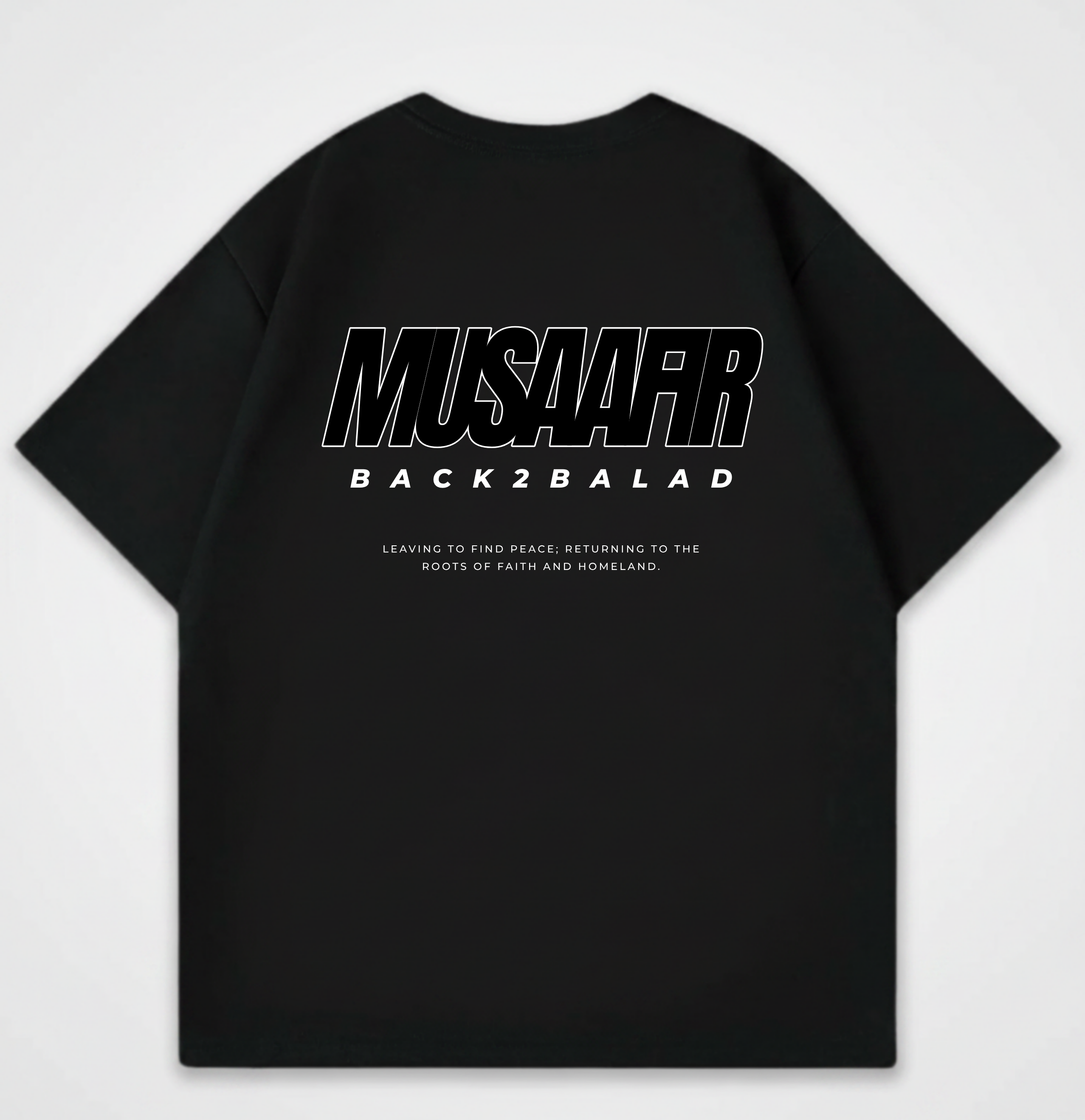MUSAAFIR x TRAVELER Premium Black Oversized T Shirt Baumwolle