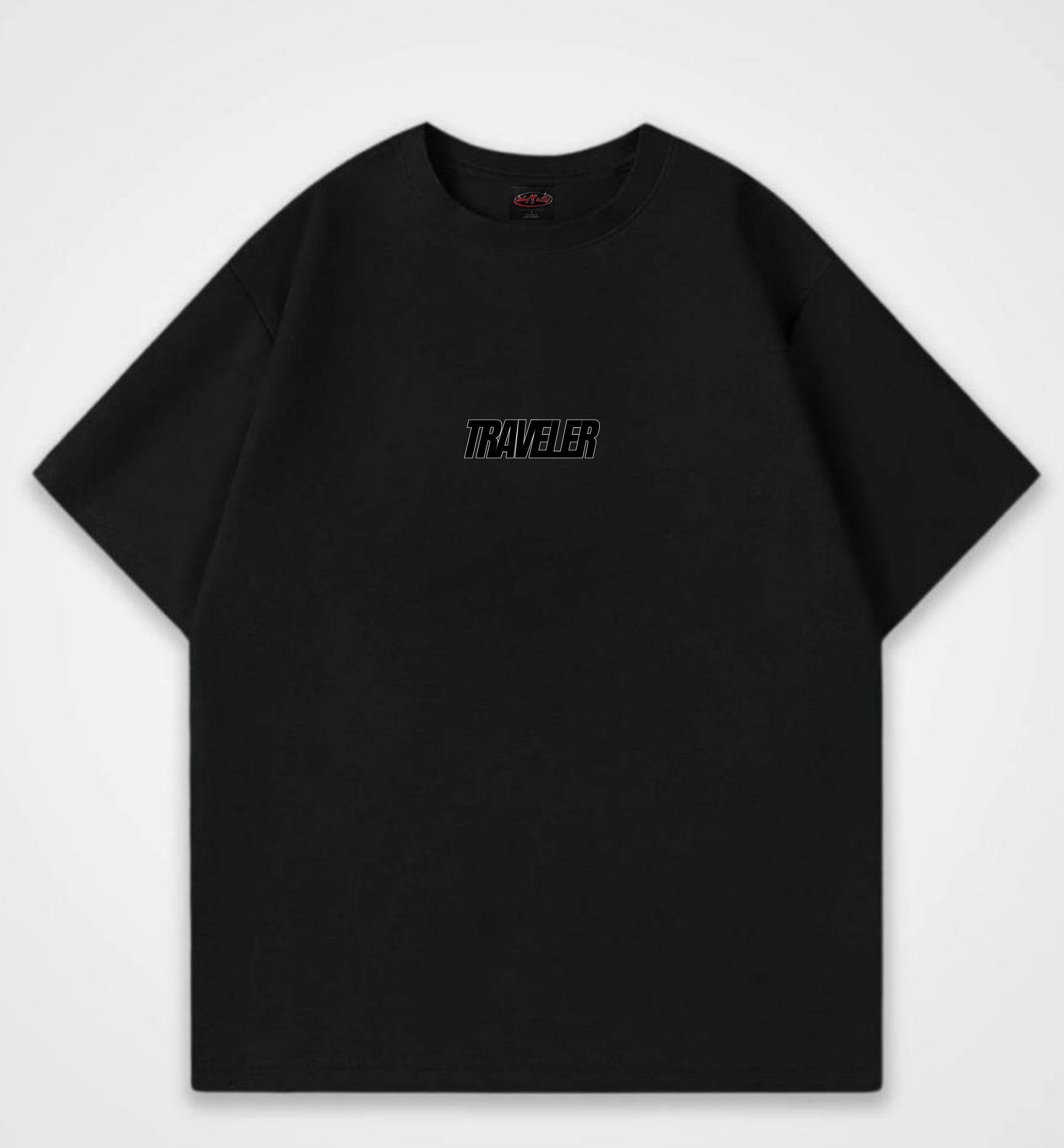 MUSAAFIR x TRAVELER Premium Black Oversized T Shirt Baumwolle